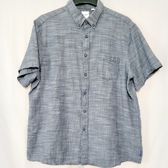 ROWM Short Sleeve 100% Cotton  Button Down Collared Shirt Grey Men's Size XL - Picture 1 of 9